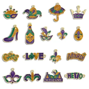 Mardi Gras enamel charms set DIY alloy pendants for necklace keychain jewelry making