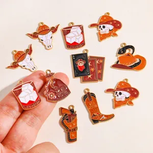 Western cowboy enamel charms alloy DIY jewelry pendants necklace keychain accessories set