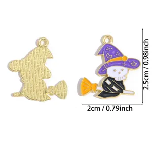 Simpatico ciondolo in metallo smaltato strega Halloween accessorio gioielli fai da te portachiavi.