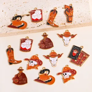Western cowboy style enamel alloy pendants DIY jewelry accessories for necklace keychains