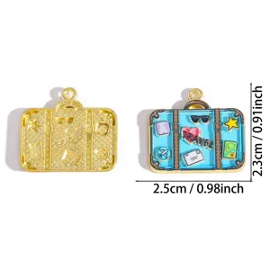 DIY enamel travel suitcase charm alloy pendant for necklace keychain jewelry making supply