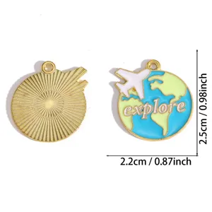 DIY Alloy Travel Series Enamel Pendant Charm for Necklace Keychain Jewelry Making