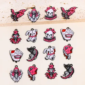 Halloween crâne alliage émail DIY pendentifs gothique mignon fabrication bijoux