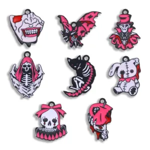 Halloween pendentifs goutte d'huile alliage gothique diy bijoux accessoires crâne