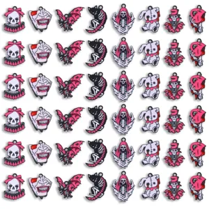 Pendentifs Vintage en Alliage de Zinc Halloween Crâne Goutte d'Huile Charme Gothique de Personnage de Dessin Animé pour Bricolage Fournitures de Fabrication