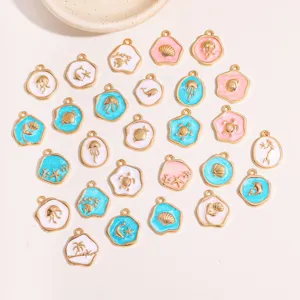 DIY pendentifs en alliage émaillé thème océan pour colliers faits main détails.