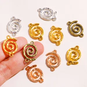 DIY metal spiral double hole charms multi-color alloy jewelry pendants for handmade necklace