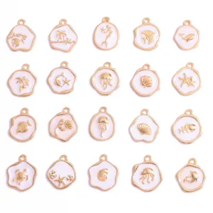 DIY pendentifs breloques émail thème océan en alliage pour colliers bracelets faits à la main