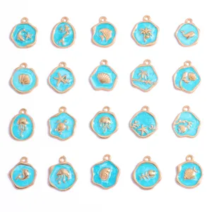 Pendant breloques émail alliage thème océan pour fabrication bijoux colliers bracelets faits main