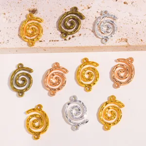 DIY spiral metal charm double hole connector wholesale craft jewelry making pendant findings