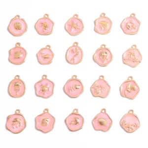 DIY 20 Pcs Pendentifs Émail Animaux Marins Coquillage Rose Étoile de Mer pour Fabrication Bijoux