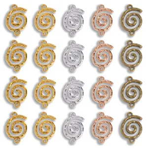 Vintage Zinc Alloy Swirl Double Hole Pendant Charms Electroplated Multi Color Spiral Connectors For DIY Handmade Necklace Keychain Jewelry Making