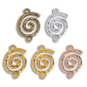 DIY jewelry alloy spiral dual-hole pendants wholesale multi-color accessories charms