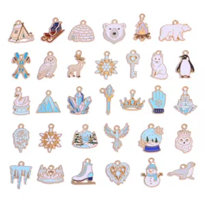Zinklegering Geëmailleerd Winter Serie DIY Sieraden Bedels Ketting Sleutelhanger Hanger Ambachtelijke Accessoires
