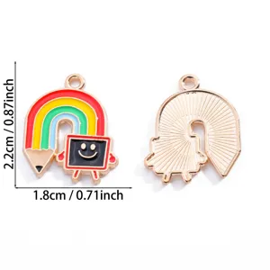 Geëmailleerd potlood regenboog legering hanger DIY sieraden bedel accessoire 1st