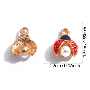 Pendentif Coccinelle en Alliage Émaillé Mignon DIY Collier Bracelet Accessoire de Bijoux