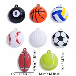 Detailansicht von 8 Sportbällen Anhänger aus Legierung für DIY Schmuck und Accessoires.