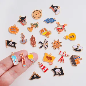 Piraten Emaille Charms Sortiment, Legierung DIY Schmuck Anhänger für Ketten Schlüsselanhänger.