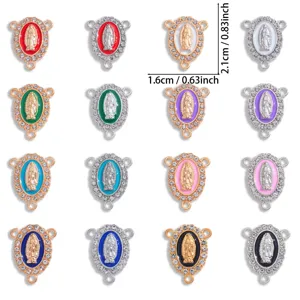 Colgante religioso strass metal dorado plateado conector ovalado para hacer joyas diy