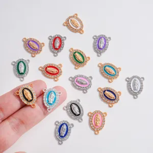 Colgante de retrato con strass de esmalte colorido de tres agujeros para joyería DIY