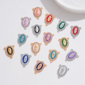 Colgante de aleación de diamantes de imitación esmaltados coloridos de 3 agujeros.