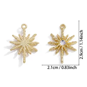 Colgante sol estrella de metal dorado accesorio fabricación joyas collar 2.9cm