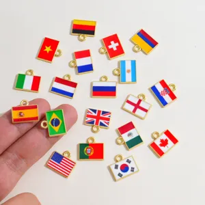 Enamel national flag charms, alloy DIY jewelry accessories for bracelets and keychains.