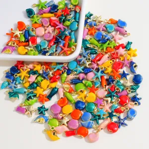Colgantes de joyería de aleación DIY esmalte animales océano de verano colorido conchas
