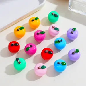 Bunte 3D Apfel Harz Anhänger Schmuckperlen für DIY Handyelefonkette Halskette Deko.
