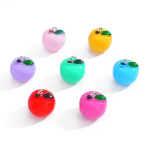 Bunte 3D Apfel Harz Anhänger DIY Schmuck Zubehör Frucht Charms Für Halskette Schlüsselanhänger Handy Lanyard Dekoration