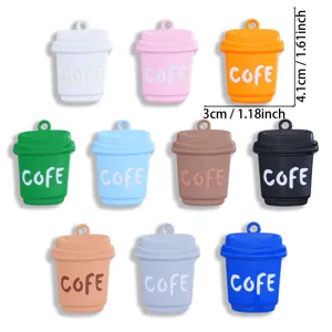 Kleurrijke geschilderde koffiekop hanger DIY legering sieraden accessoires voor ketting