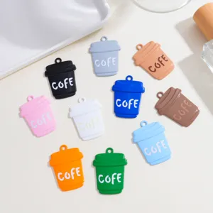 Kleurrijke emaille koffiekop Hangers legering DIY sieraden accessoires ketting sleutelhanger