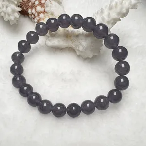 Dark purple quartzite jade bead bracelet elegant round gemstone jewelry for daily wear