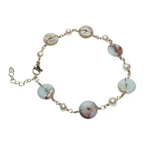 Pulsera artesanal de perlas de agua dulce naturales y cuentas de piedra para mujeres moda