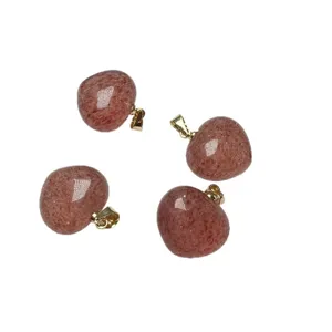 Colgante corazón de cuarzo fresa natural joya piedra preciosa mujer vista principal