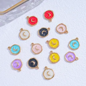 Pendents colorés irréguliers en émail et alliage de lune pour accessoires de bijoux DIY collier