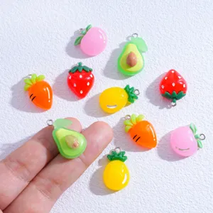 Cartoon translucent fruit resin charms for DIY necklaces, bracelets, keychains, and bags.