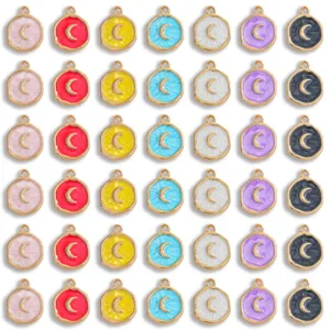 Pendentif en Alliage d'Huile D'égouttement de Lune Irrégulière Coloré Accessoires de Bijoux DIY Collier Porte-clés Charme Mode