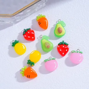 Cute translucent fruit resin charms close-up, perfect for DIY jewelry making and keychains.