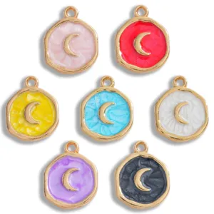 Pendentifs en alliage de lune émaillés colorés breloques de bijoux DIY pour colliers