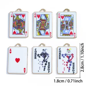 Ciondoli carte da gioco in smalto metallico, charm poker per gioielli fai da te, collane e bracciali.