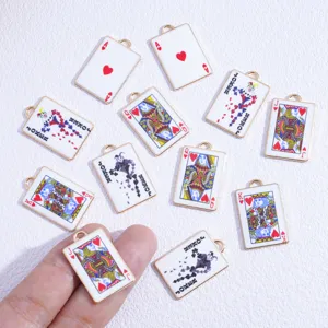 Ciondoli smaltati con carte da poker in lega fai da te collana portachiavi accessori per gioielli.