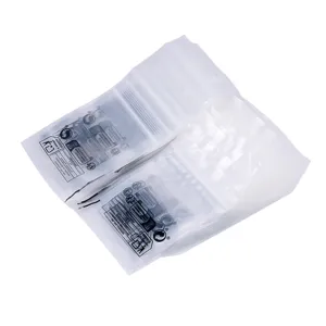 Transparent 7x10cm PE zipper seal plastic bags with eco-friendly recycling print, 12s.