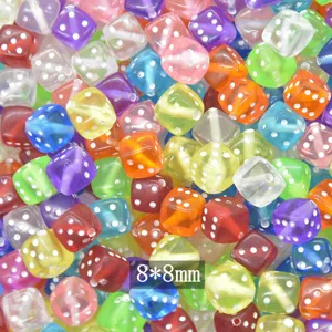 Colorful acrylic dice beads 8x8mm for DIY jewelry making, phone charms and bracelets.