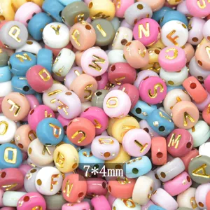 Acrylic letter beads, 7x4mm flat alphabet beads, for DIY phone charms and bracelets.