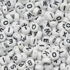 White acrylic alphabet beads, round letter beads for DIY jewelry making, bracelets, and phone charms.