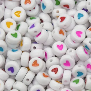 Acrylic heart beads colorful flat round beads DIY jewelry making bracelet crafting accessories