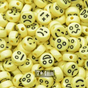 Acrylic smiley face flat beads for DIY phone charms, bracelets and jewelry making accessories.