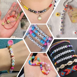 Acrylic letter beads DIY bracelet necklace accessories detail view colourful creative handmade jewelry parts