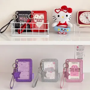 Korean Ins Style Star PU Photocard Holder With Star Pendant Glitter Card Sleeve For Students Idol Photo Display